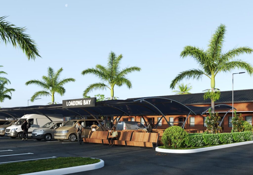 OAU Ultra-Modern Transit Hub, loading bay 3D render